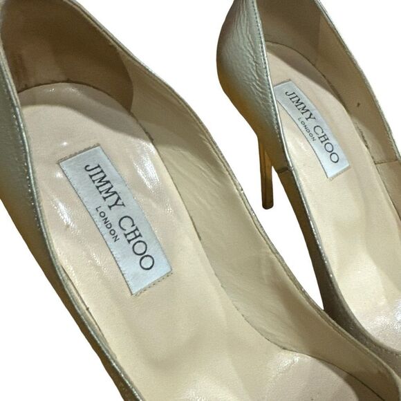 Jimmy Choo Abel Degradé Metallic Gold Tan Beige Suede Pointed Toe Stiletto Pumps - Picture 9 of 15